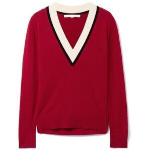 Veronica Beard Red V-Neck Sweater